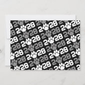 Graues und schwarzes Pawprint-Abschluss-Foto Einladung (Rückseite)