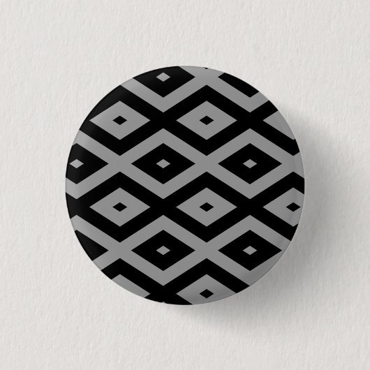 Graues und schwarzes Rautenmuster Button (Vorderseite)