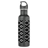 Graues und schwarzes Rautenmuster Edelstahlflasche (Rückseite)