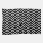 Graues und schwarzes Rautenmuster Geschirrtuch (Horizontal)