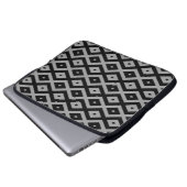 Graues und schwarzes Rautenmuster Laptopschutzhülle (Vorne Knopf)