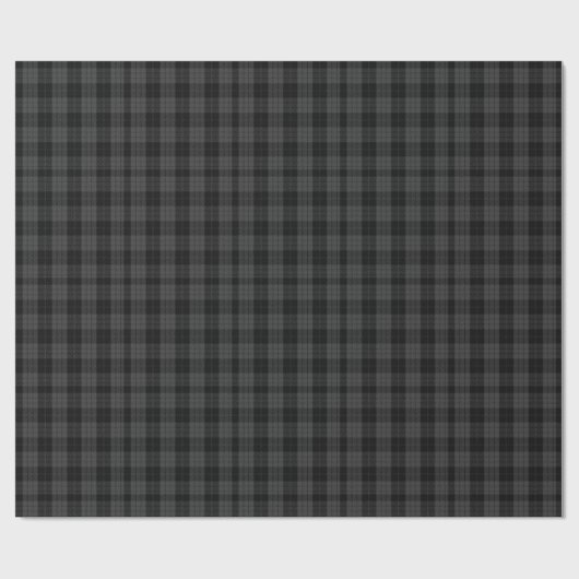 graues und schwarzes Tartan Wrapping Paper Geschenkpapier (Flach)