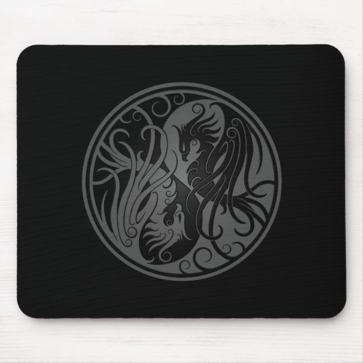 Graues und schwarzes Yin Yang Phoenix Mousepad (Vorne)