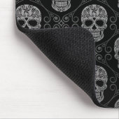 Graues und schwarzes Zuckerschädel-Muster Mousepad (Ecke)