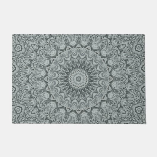 Graues und silberes Mandala-Muster Fußmatte (Vorderseite)
