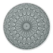 Graues und silberes Mandala-Muster Keramikknauf (Vorderseite)
