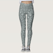 Graues und silberes Mandala-Muster Leggings (Vorderseite)