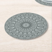 Graues und silberes Mandala-Muster Runder Pappuntersetzer (Angewinkelt)