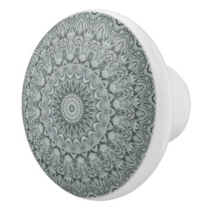 Graues und silbernes Mandala-Musterdesign Keramikknauf