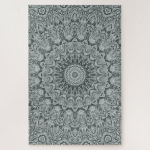 Graues und silbernes Mandala-Musterdesign Puzzle