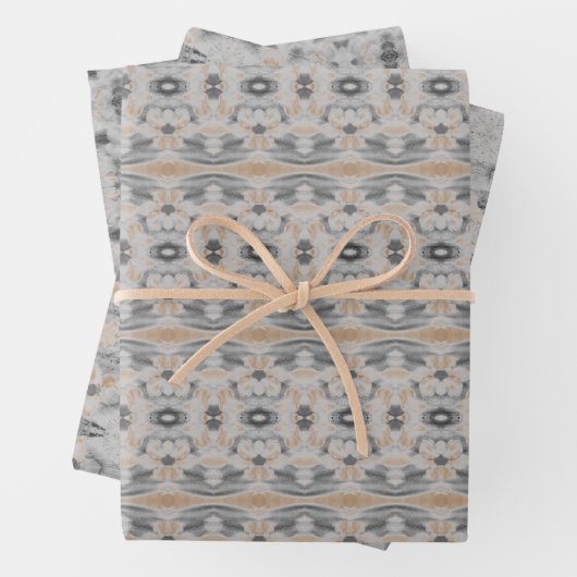Graues und Taupe Hübsches Gemustertes Blatt Papier (Beispiel)