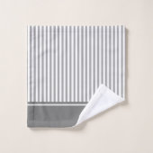 Graues und weißes Bauernhaus gestreiftes Badetuch Badhandtuch Set (Waschlappen)