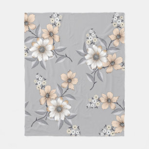 Graues und weißes Blume Muster auf grauem Untergru Fleecedecke