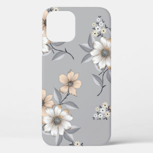 graues und weißes Blumenmuster auf grauem Hintergr Case-Mate iPhone Hülle