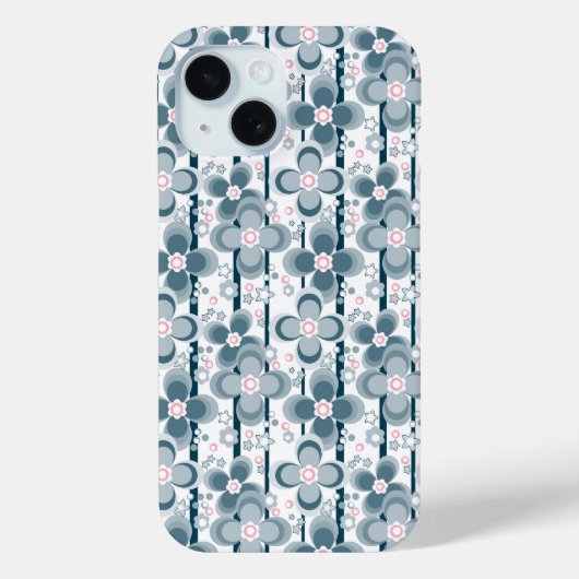 Graues und weißes Blumenmuster grau Case-Mate iPhone Hülle (Rückseite)