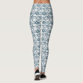 Graues und weißes Blumenmuster grau Leggings (Rückseite)