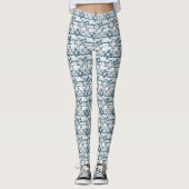 Graues und weißes Blumenmuster grau Leggings (Vorderseite)