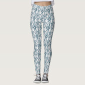 Graues und weißes Blumenmuster grau Leggings (Vorderseite)