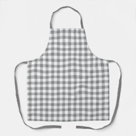 Graues und weißes Buffalo Kariert Gingham Karo Mus Schürze