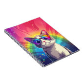 Graues und weißes Cat Wearing Sonnenbrillen Notebo Notizblock (Rechte Seite)