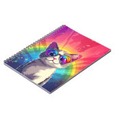 Graues und weißes Cat Wearing Sonnenbrillen Notebo Notizblock (Linke Seite)