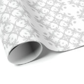 Graues und weißes Damaskus-Blumenmuster Geschenkpapier (Rolleneckpunkt)