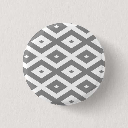 Graues und weißes Diamantmuster Button (Vorderseite)