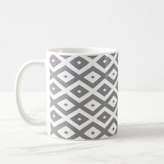 Graues und weißes Diamantmuster Kaffeetasse (Links)