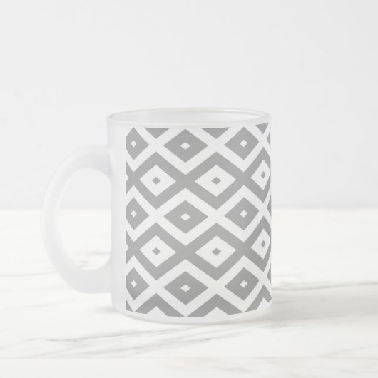 Graues und weißes Diamantmuster Mattglastasse (Links)
