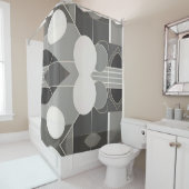 Graues und weißes geometrisches Design mit Schaltk Duschvorhang (Beispiel)