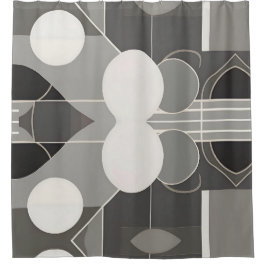 Graues und weißes geometrisches Design mit Schaltk Duschvorhang