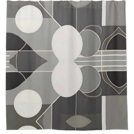 Graues und weißes geometrisches Design mit Schaltk Duschvorhang (Vorderseite)