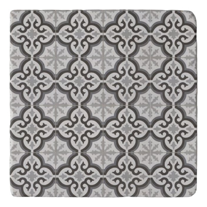 Graues und weißes geometrisches marokkanisches Fli Töpfeuntersetzer