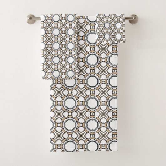 Graues und weißes geometrisches Musterdesign Badhandtuch Set (Insitu)
