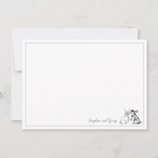 Graues und weißes Hasen Einladung (Vorderseite)