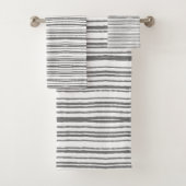 Graues und weißes, modernes Minimalistisch gestrei Badhandtuch Set (Insitu)