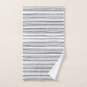 Graues und weißes, modernes Minimalistisch gestrei Badhandtuch Set (Handtuch)