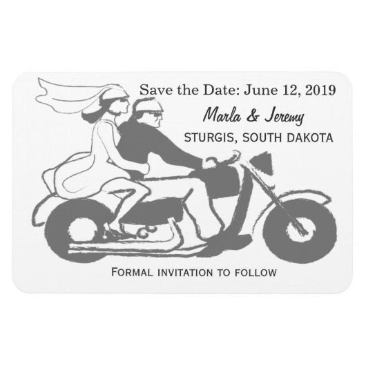 Graues und weißes Motorrad Save the Date Magnet (Horizontal)
