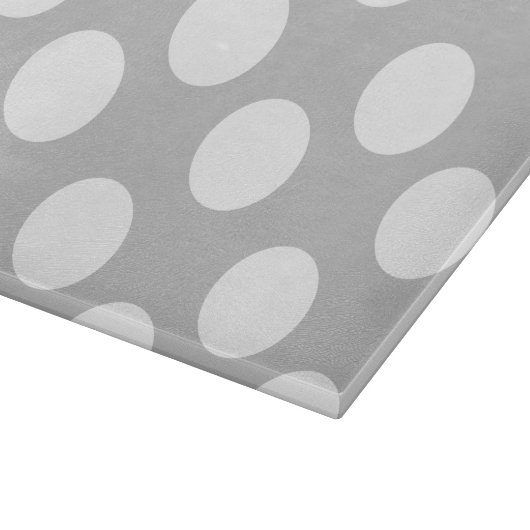 Graues und weißes Polka Dot Glas Cutting Board Schneidebrett (Ecke)
