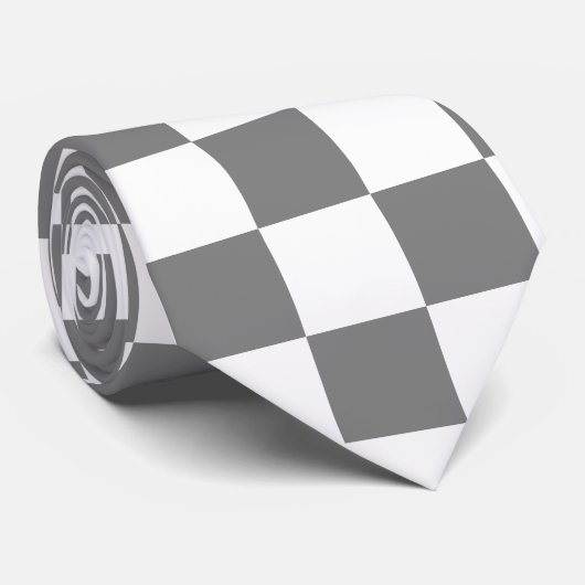 Graues und weißes Prüfbrett-Muster Krawatte (Gerollt)