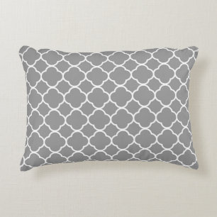 Graues und weißes Quatrefoil Wurfs-Kissen Zierkissen
