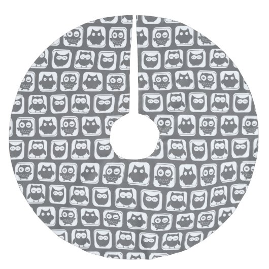 Graues und weißes Schälmuster Polyester Weihnachtsbaumdecke (Vorderseite)