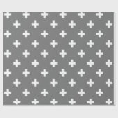 Graues und weißes Schweizer Quermuster Geschenkpapier (Flach)