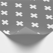 Graues und weißes Schweizer Quermuster Geschenkpapier (Ecke)