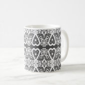Graues und weißes Spitzenmuster Kaffeetasse (VorderseiteRechts)