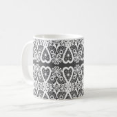 Graues und weißes Spitzenmuster Kaffeetasse (Vorderseite Links)