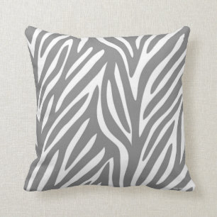 Graues und weißes stilisiertes Zebra-Muster Kissen