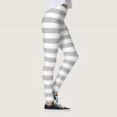 Graues und weißes Streifen-Muster Leggings (Rechts)