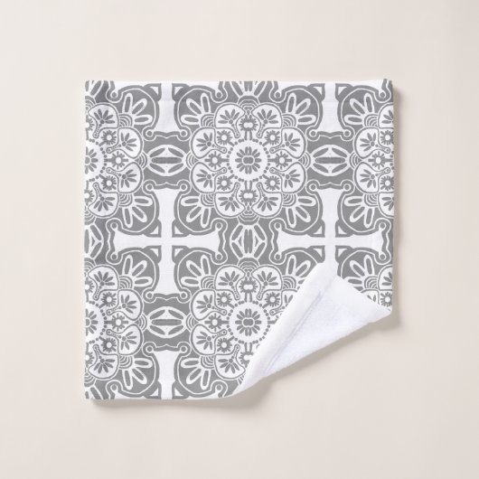 Graues und weißes Tribal Bath Set (Waschlappen)