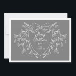 Graues und weißes Weihnachtsgebäck und Mistleton Feiertagskarte<br><div class="desc">Senden Sie Ihren Freunden und Ihrer Familie herzliche Urlaubswünsche und vermitteln Sie mit dieser schicken Weihnachtsgrüße-Karte mit einem weißen Linien Kunst mistletoe Design, das ein modernes und stilvolles Wappen umrahmt. Der klassische graue Hintergrund fügt eine trendige und elegante Touch hinzu, während das anpassbare Wappen es Ihnen ermöglicht, eine persönliche Nachricht...</div>